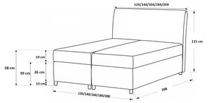 FIZA dizájnér ágy - 180x200, krémszín + INGYENES topper