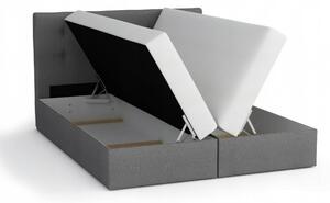 SISI boxspring ágy 140x200, szürke + fehér ökobőr