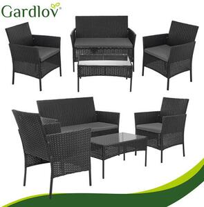 Gardlov Fekete rattan kerti bútor garnitúra 4 személyes 26908