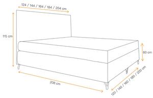 SHANNON boxspring ágy - 160x200, öreg rózsaszín + INGYENES topper