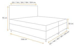 BRIGITA boxspring ágy tárolóval - 180x200, bézs + INGYENES topper