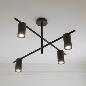 Lindby mennyezeti lámpa Marilou, homokfekete, 4 lámpás, Ø 70cm, dimmelhető, Fekete, Nappali / Étkező, fém, Modern