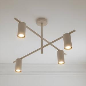 Lindby mennyezeti lámpa Marilou, bézs, 4 lámpás, Ø 70 cm, dimmelhető, Krém / borostyánsárga, Nappali / Étkező, fém, Modern