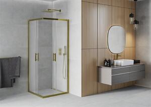 Mexen Rio, szögletes zuhany tolóajtóval 80 (ajtó) x 80 (ajtó) x 190 cm, 5 mm matt üveg, arany profil, 860-080-080-50-30