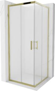 Mexen Rio, szögletes zuhany tolóajtóval 80 (ajtó) x 80 (ajtó) x 190 cm, 5 mm matt üveg, arany profil, 860-080-080-50-30