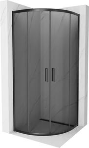 Mexen Rio, szögletes zuhany tolóajtóval 70 (ajtó) x 70 (ajtó) x 190 cm, 5mm szürke üveg, fekete profil, 863-070-070-70-40