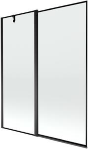 Mexen Flip, 1 szárnyas kádparaván 140 x 150 cm, 6 mm átlátszó üveg-fekete mintás, fekete profil, 894-140-101-70-70
