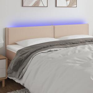 Cappuccino színű műbőr LED-es fejtámla 180 x 5 x 78/88 cm