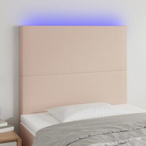 Cappuccino műbőr LED-es fejtámla 80x5x118/128 cm