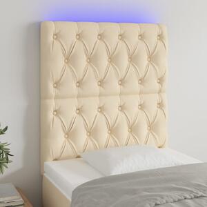 Krémszínű szövet LED-es fejtámla 80x7x118/128 cm