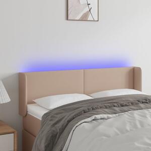 Cappuccino színű műbőr LED-es fejtámla 147x16x78/88 cm