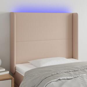 Cappuccino műbőr LED-es fejtámla 83x16x118/128 cm