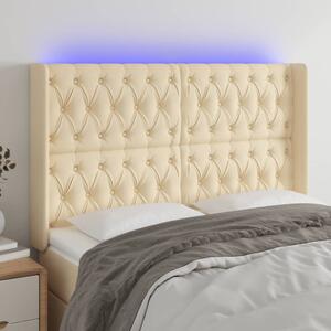 Krémszínű szövet LED-es fejtámla 147x16x118/128 cm