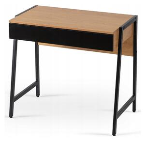 Intenso Home fiókos íróasztal / számítógépasztal 83x48cm | Masszív fém váz, fekete - aranytölgy szín