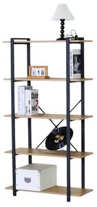 Intenso Home 5 szintes tölgy színű nyitott könyvespolc 80 x 152cm | Univerzális tároló állvány fém lábakkal