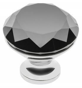 Bútorgomb fekete+kristály 40mm