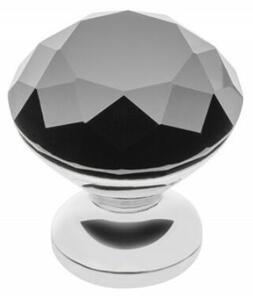 Bútorgomb fekete+kristály 30mm