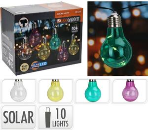ProGarden napelemes izzólánc színes, 2 m , 10 x 5LED-es izzók