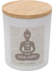 Illatgyertya Soul Happy, pamut illatú, 7 x 8,5 cm, 300 g, fehér