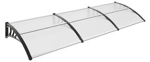 Moxu Műanyag Előtető, 300x90 cm, Fekete Színű Fali Tartóelemekkel,Áttetsző Polikarbonát Lapokkal