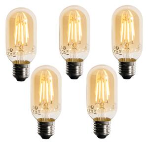 5 darabos E27 szabályozható LED izzó, arany, T45, 4W 300 lm 2200K