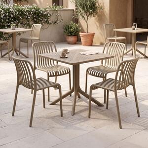 Set 5 buc. mobilier dining Zoi Groovy, Cappuccino, 80x80x74 cm