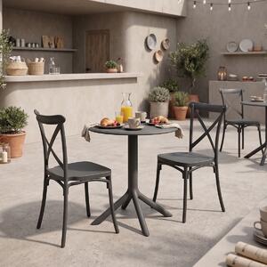 Set mobilier dining 3 piese Mercon Crossie, Antracit, 60x60x75 cm
