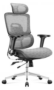 Ergonomikus irodai forgószék, hálós szellőzőanyag, állítható háttámla magasság és mélység, szürke