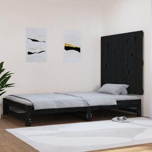 Fekete tömör fenyőfa fali fejtámla 108x3x90 cm