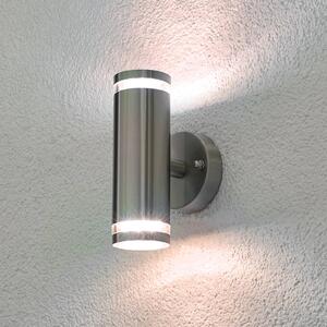 Lindby LED kültéri falilámpa Tiberius, rozsdamentes acél, fel/le, IP44, Alu / szürke / cink, Rozsdamentes acél, Modern