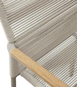 Zena kerti szék, bézs kötél, bézs alumínium váz, teakfa karfa