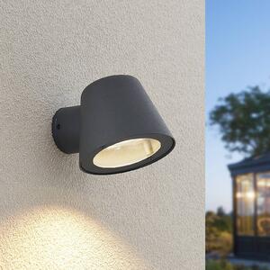 Lindby kültéri falilámpa Ileyna, antracit, fém, 15 cm, dimmelhető, Fekete, Alumínium, Modern