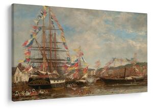 Kép - Eugène Boudin, Festival in the Harbor of Honfleur, reprodukciók (90x60 cm)