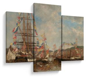 Kép - Eugène Boudin, Festival in the Harbor of Honfleur, reprodukciók (90x60 cm)