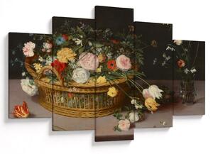 Kép - Jan Brueghel the Elder, Flowers in a Basket and a Vase, reprodukciók (150x105 cm)