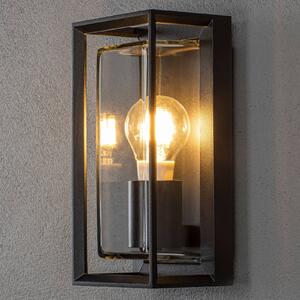 Konstsmide Külső fali lámpa Brindisi, fekete, fém, 26 cm magas, IP54, dimmelhető, Fekete, Alumínium, Modern