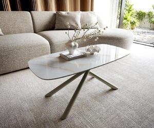 DELIFE Dohányzóasztal Edge hajóformájú 100x50 cm kerámia onyx pearl Sarity fém titán színű effektfinish