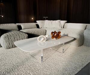 DELIFE Dohányzóasztal Edge hajóformájú 140x80 cm kerámia onyx pezsgő Lumia akril