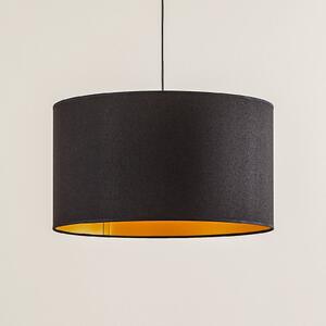 Euluna Roller lógó lámpa, fekete/arany, Ø 45 cm, dimmelhető, Fekete, Nappali / Étkező, Textil / szövet / selyem, Modern