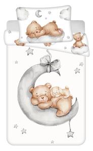 Fehér pamut gyerek ágyneműhuzat babaágyhoz 100x135 cm Teddy Bear "Ribbon" – Jerry Fabrics