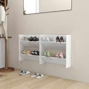 VidaXL 2 db magasfényű fehér fali cipősszekrény 60 x 18 x 60 cm