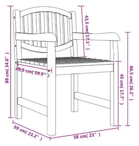 VidaXL 2 db tömör tíkfa kerti szék 58x59x88 cm