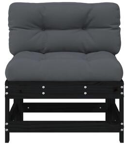 VidaXL fekete tömör fenyőfa középső kanapé párnákkal