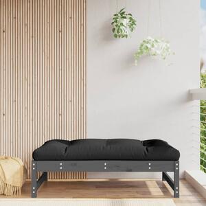 VidaXL szürke tömör fenyőfa kerti lábzsámoly párnával 120x80 cm