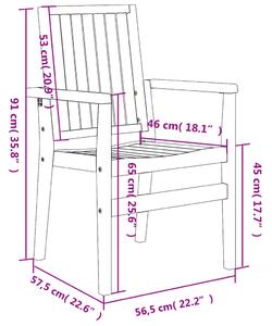 VidaXL 8 db rakásolható tömör tíkfa kerti szék 56,5 x 57,5 x 91 cm