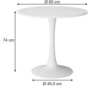 Vicco Carl fehér kerek étkezőasztal – 80 cm