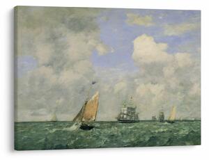 Kép - Eugène Boudin, Ships and Sailing Boats Leaving Le Havre, reprodukciók (70x50 cm)