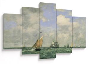 Kép - Eugène Boudin, Ships and Sailing Boats Leaving Le Havre, reprodukciók (150x105 cm)