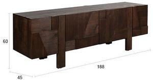 Sötét natúr színű tömörfa TV-állvány 188x60x45 cm Bruneau – Dutchbone