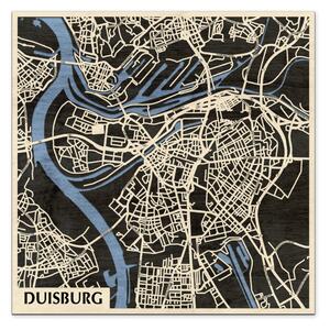 Duisburg 3D fa várostérkép fali dekoráció – Natura Products